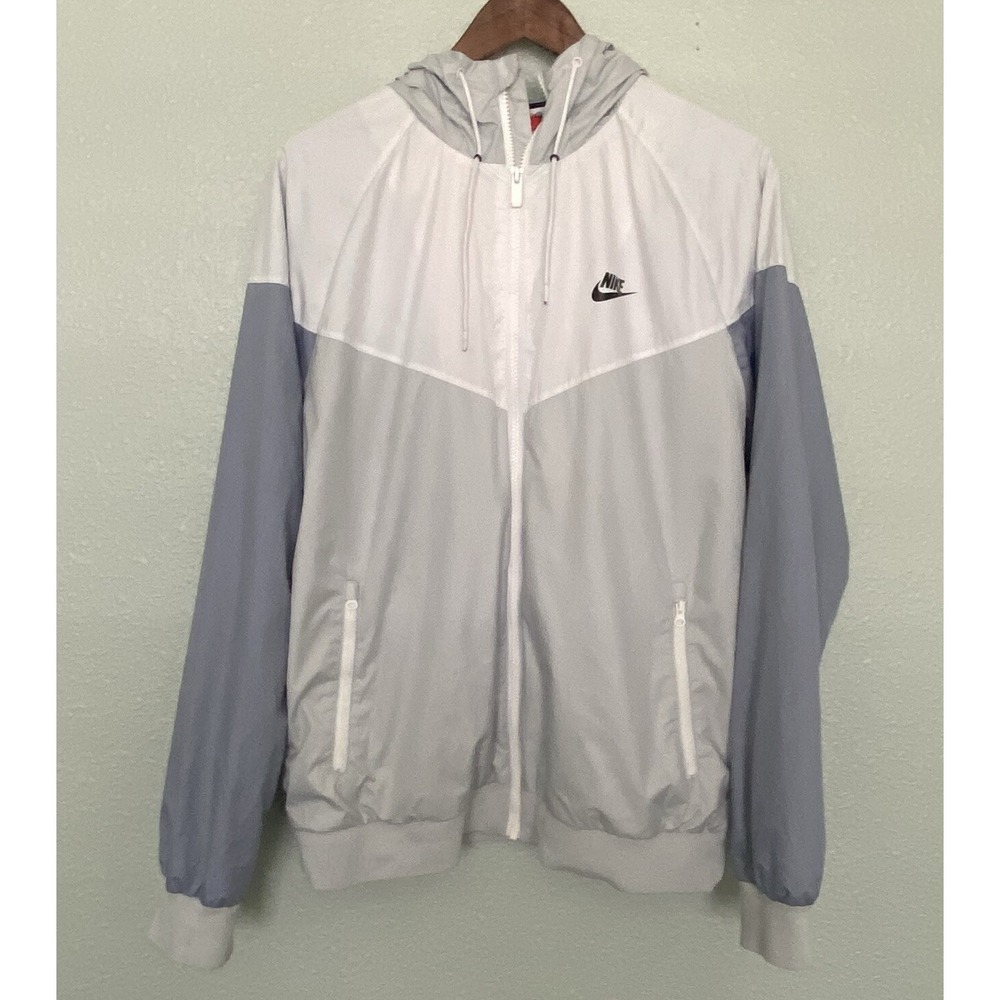 Nike Windrunner Lined Zip Up Windbreaker Tri-tone Gray White Large 727324-044
